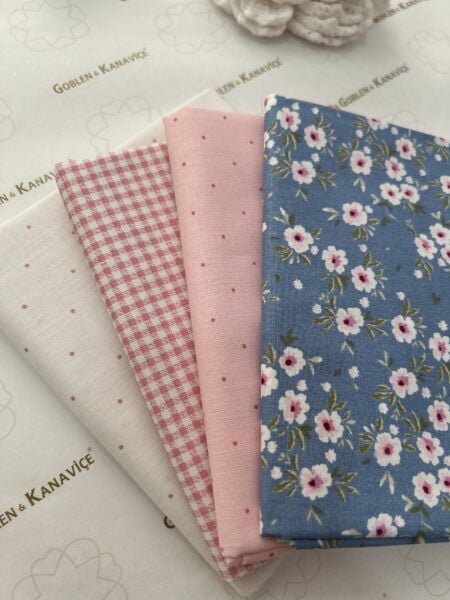 Desenli Poplin Kumaş Setleri 4 Parça (50x110cm) No:24