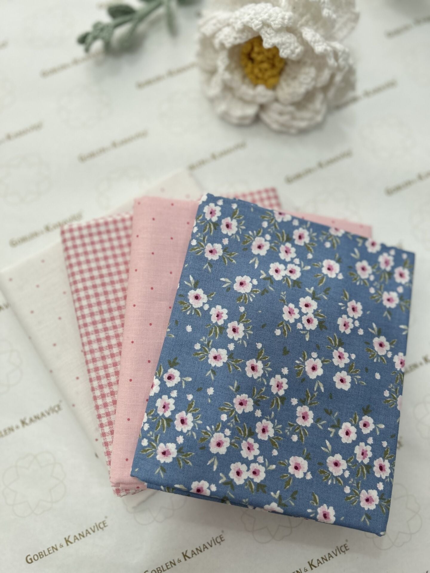 Desenli Poplin Kumaş Setleri 4 Parça (50x110cm) No:24