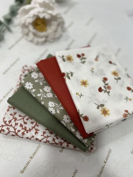Desenli Poplin Kumaş Setleri 5 Parça (50x110cm) No:31