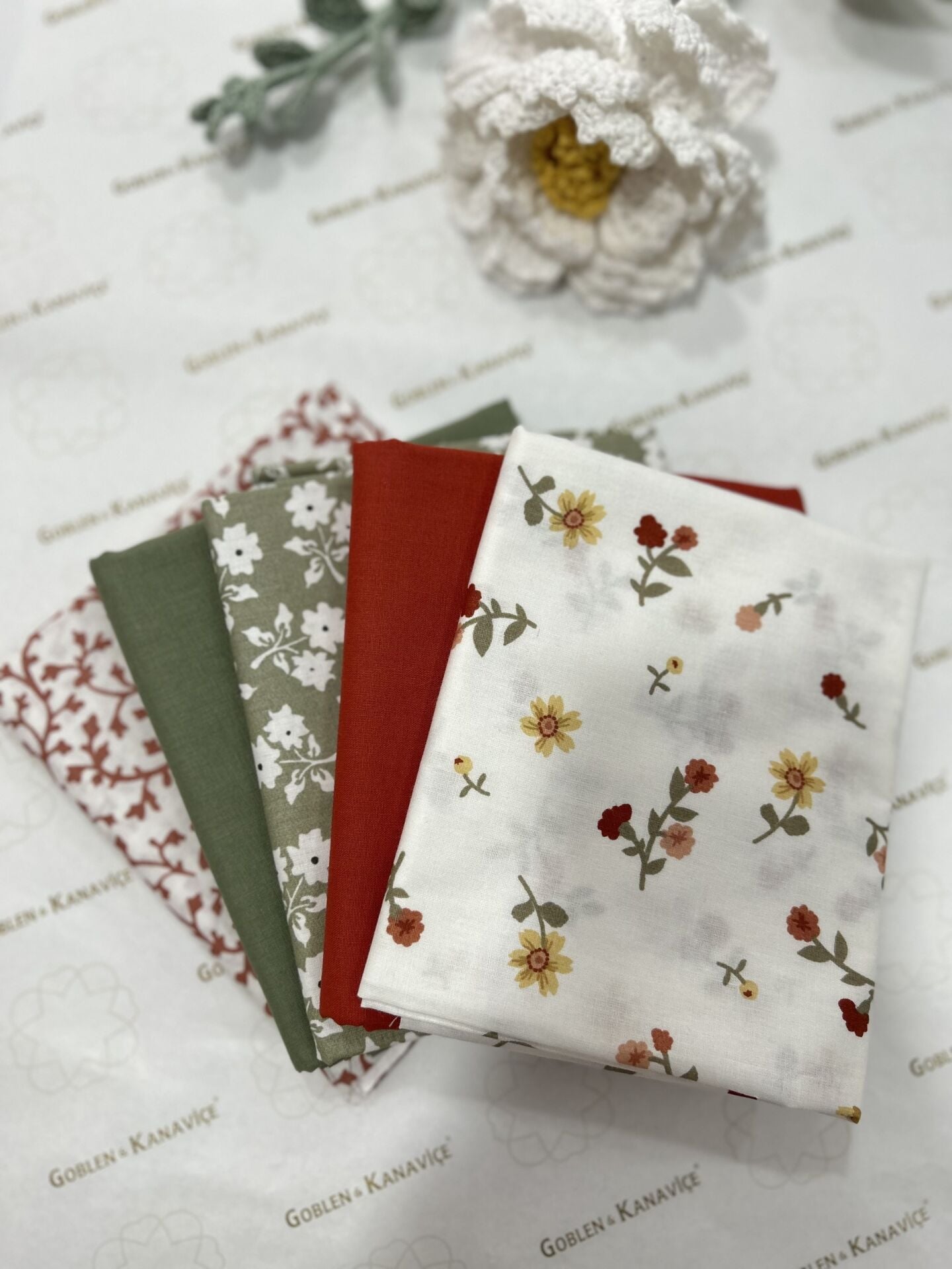 Desenli Poplin Kumaş Setleri 5 Parça (50x110cm) No:31
