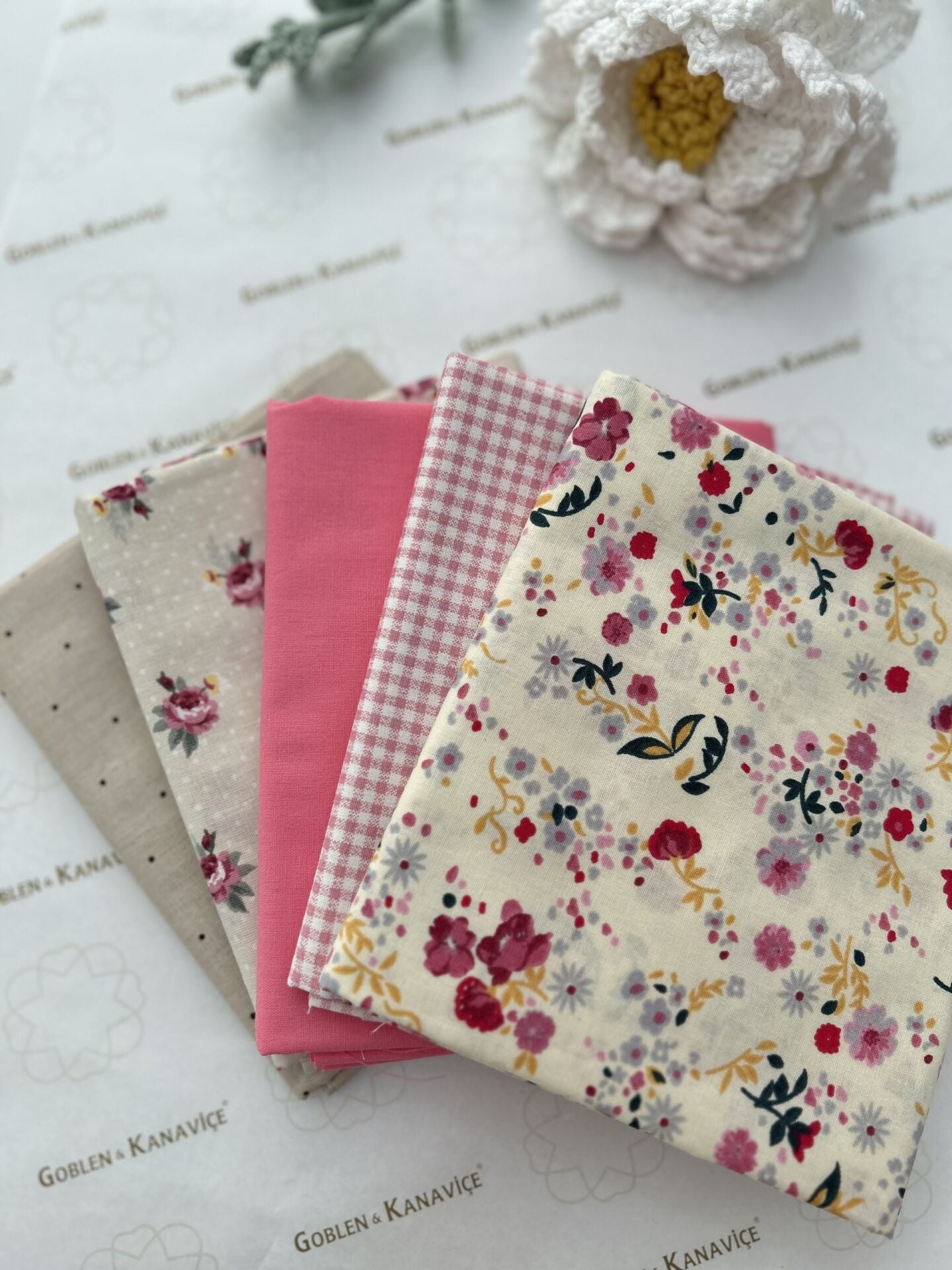 Desenli Poplin Kumaş Setleri 5 Parça (50x110cm) No:32