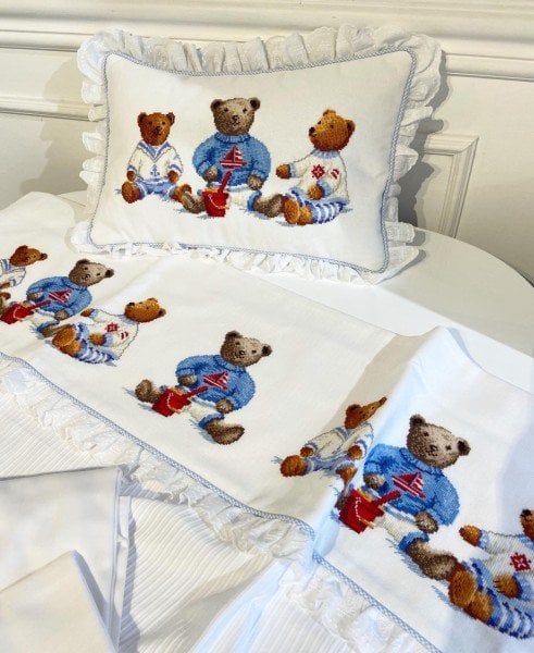 Mavi Ayıcık İşlemeli Pike Malzeme Kiti