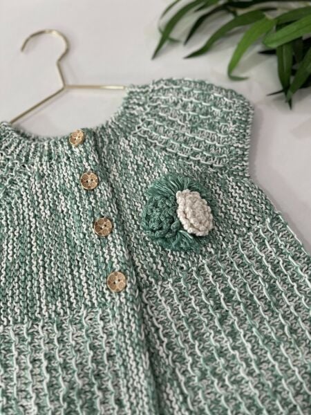 El Örgüsü Bebek Hırkası Yeşil